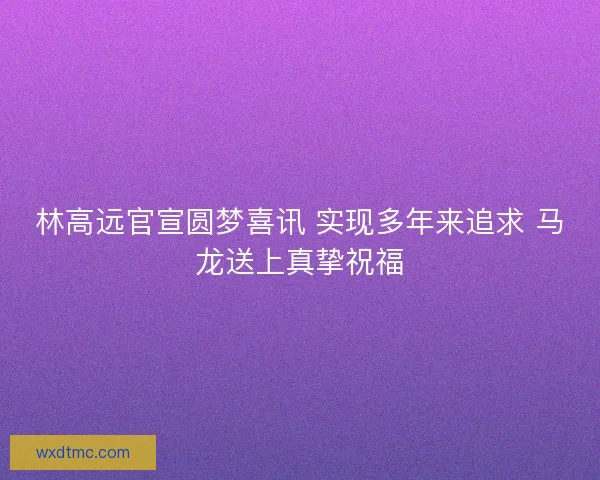 林高远官宣圆梦喜讯 实现多年来追求 马龙送上真挚祝福 林高远官宣圆梦喜讯 实现多年来追求 马龙送上真挚祝福