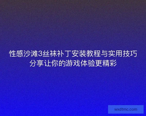 性感沙滩3丝袜补丁安装教程与实用技巧分享让你的游戏体验更精彩