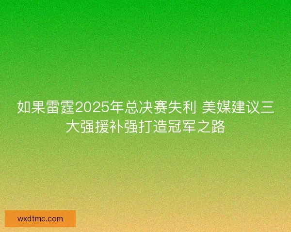 如果雷霆2025年总决赛失利 美媒建议三大强援补强打造冠军之路