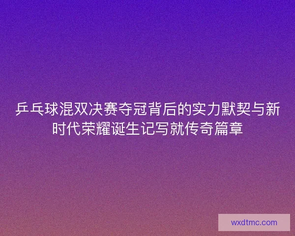 乒乓球混双决赛夺冠背后的实力默契与新时代荣耀诞生记写就传奇篇章
