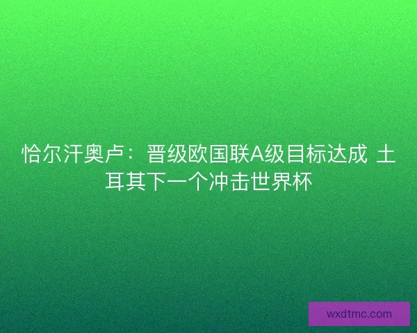恰尔汗奥卢：晋级欧国联A级目标达成 土耳其下一个冲击世界杯