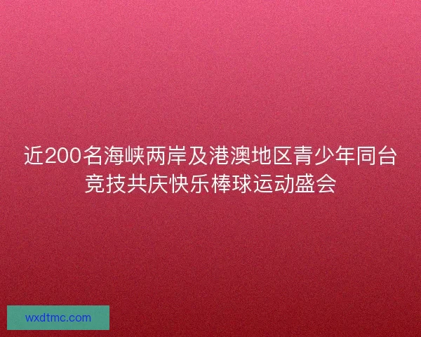 近200名海峡两岸及港澳地区青少年同台竞技共庆快乐棒球运动盛会
